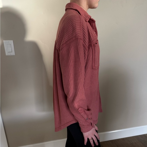 Aerie Dusty Pink Waffle Knit Top - Picture 2 of 4